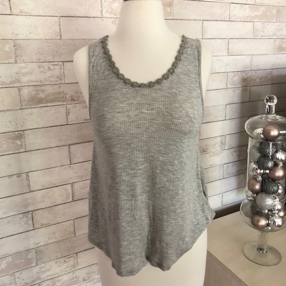 Light Grey Flower Tank Top